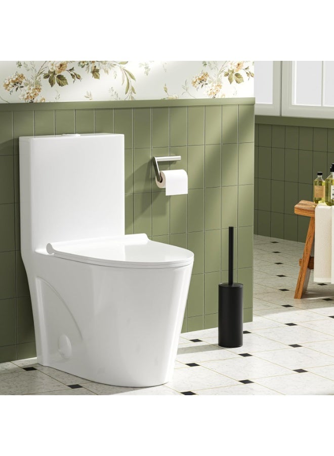 Scratch-resistant black toilet cleaning brush with holder - soft bristles brush, replaceable head, splash guard, and compact design for easy and hygienic bathroom cleaning - Image 4